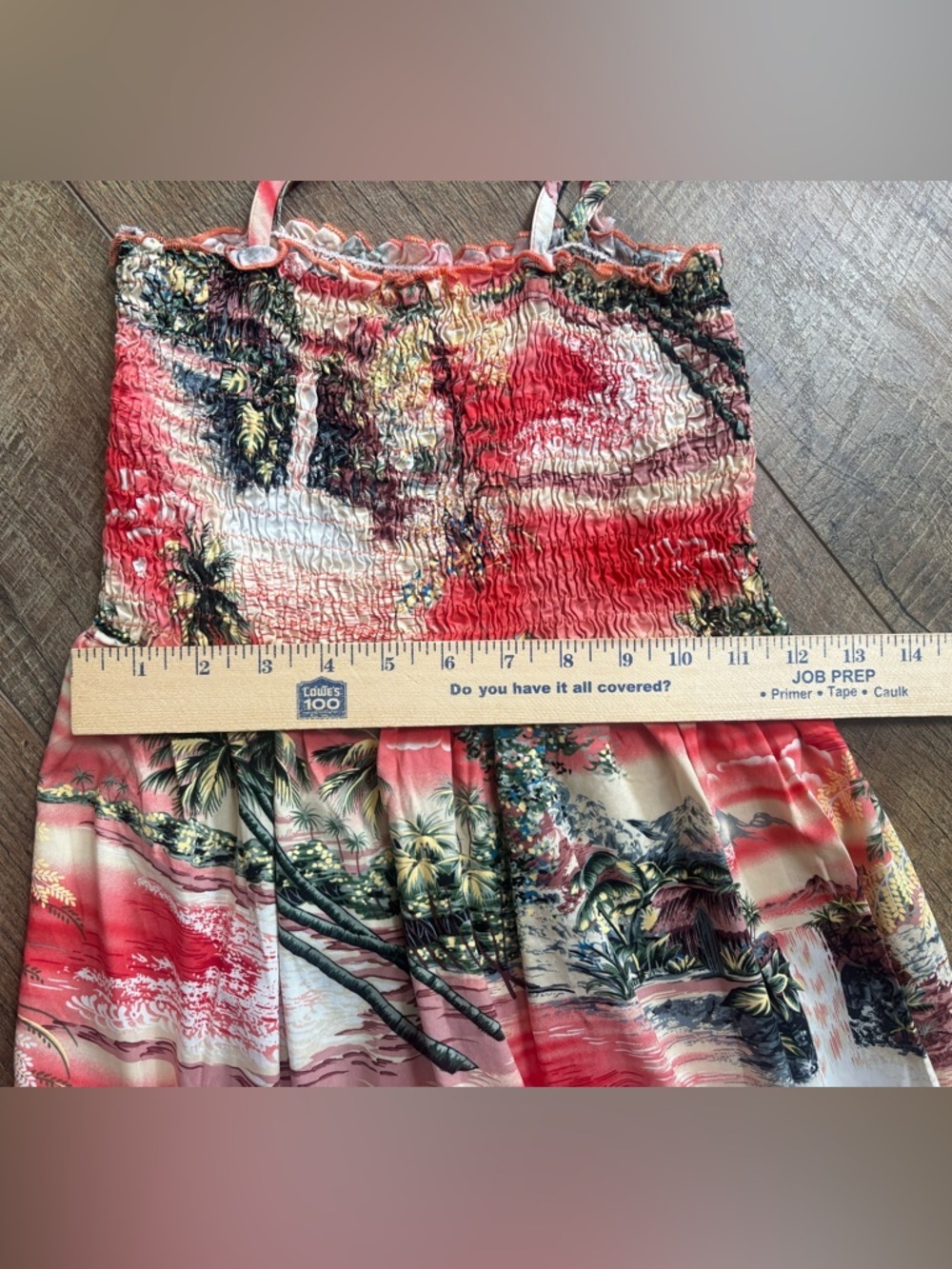Vintage Hawaiian Dress Made in Hawaii Smocked Sundress Tropical Print Size M - Picture 10 of 11